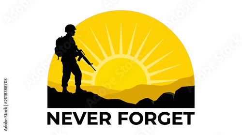 Canvastavla Soldier Silhouette Sunrise Never Forget