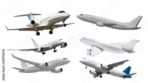Tableau sur toile Modern Passenger Jet Airliner Cutout Isolated