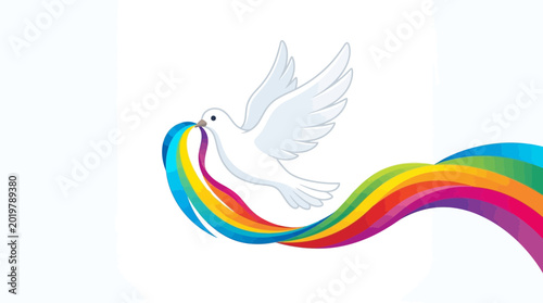 Cuadro en lienzo Dove with Rainbow Tail