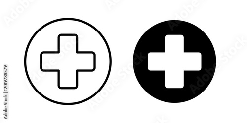 Schilderij op canvas Plus icon in outline and solid style, isolated on white background