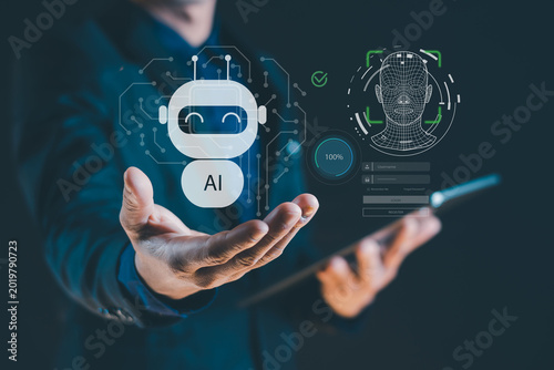 AI Assistant with Facial Recognition Security System – Biometric Authentication, Cybersecurity Technology and Intelligent Digital Identity Verification