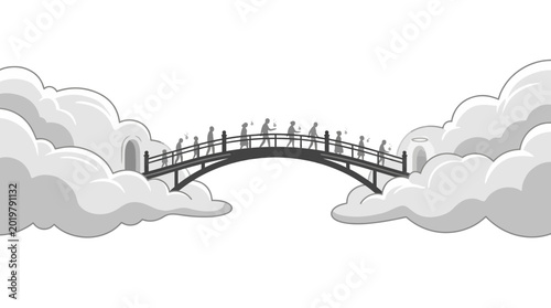 Canvastavla Bridge to the afterlife, souls walking to heaven