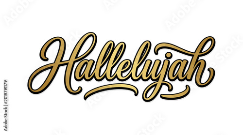 Slika na platnu Hallelujah script lettering, gold color