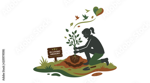 Schilderij op canvas Planting Tree In Loving Memory
