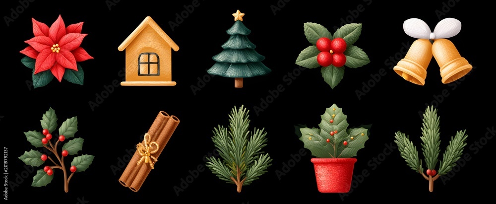 Fototapeta premium The christmas icon set evokes warmth joy and festive cherished holiday memories.