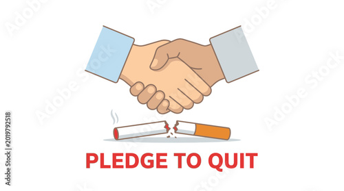 Canvas Print Handshake over broken cigarette, quit smoking pledge