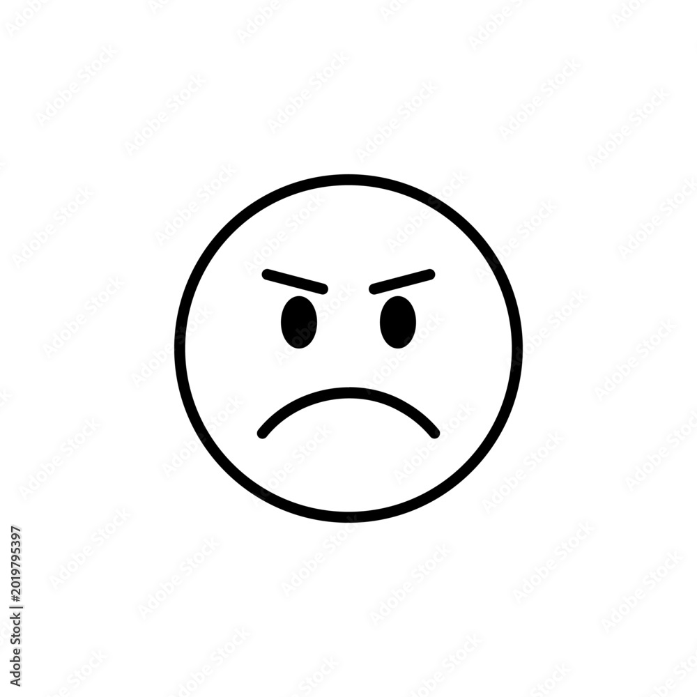 Obraz premium Angry emoji icon in solid outline style symbol for negative emotion