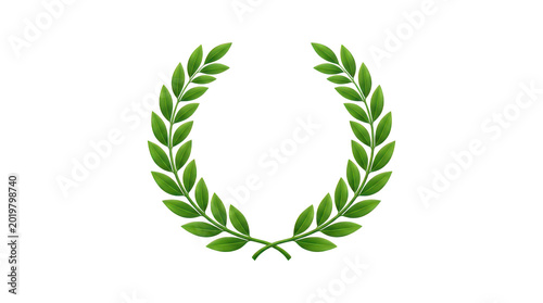 Green laurel wreath made of leaves on transparent background for awards and victories transparent background