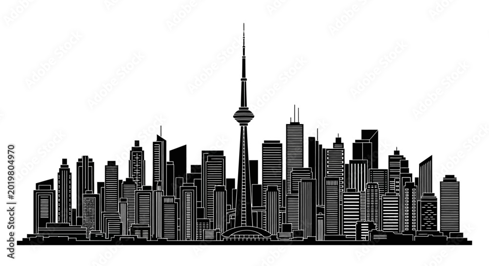 Fototapeta premium Toronto City Skyline Silhouette with CN Tower