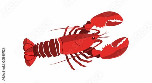A vibrant red lobster illustration with segmented body, claws, and antennae