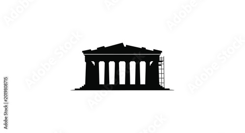 Obraz na płótnie Ancient greek temple silhouette on a white background