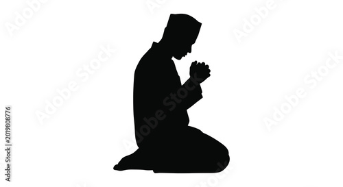 Bild auf Leinwand Praying man in traditional cap silhouette high quality