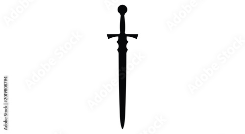 Schilderij op canvas Medieval sword silhouette on a white background