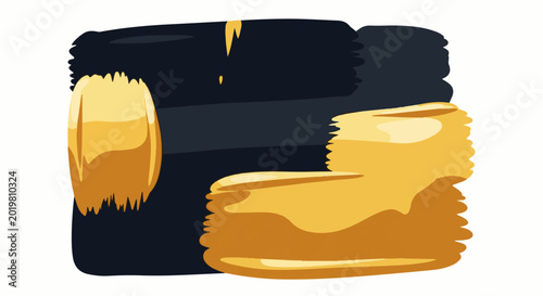 Abstract brush strokes in dark blue and golden yellow hues