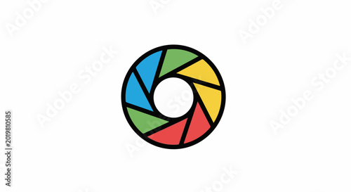Abstract circular design with colored segments radiating inwards