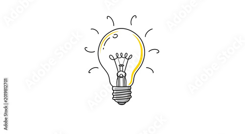 Glowing light bulb illustration, symbol of innovation, idea, creativity, and inspiration.