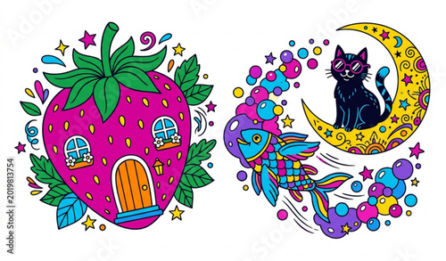 Bild auf Leinwand Surreal and Absurdist Concept Vector Illustration for Creative Branding