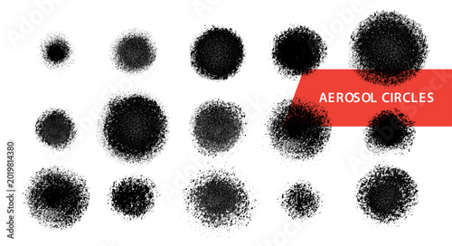 Spray paint graffiti stipple gradient, aerosol circles, dust powder overlays, and distressed vector effect for gritty designs. Dissolve scattered particle texture with black dots and round shapes set.
