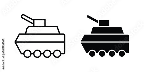 Canvastavla Armored vehicle icon vector on white background.