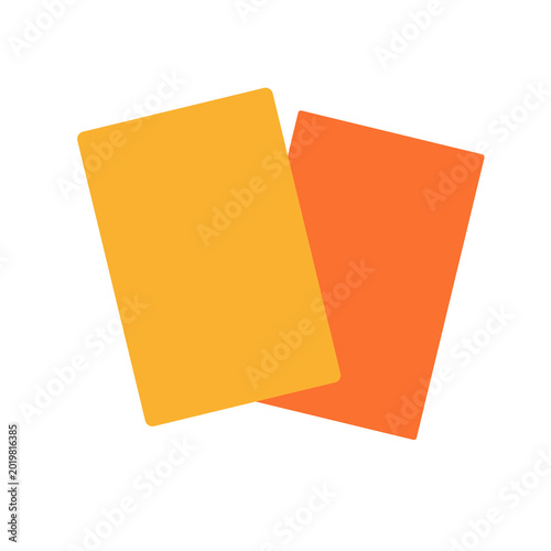 Cuadro en lienzo Soccer referee red and yellow cards icon, football match penalty warning flat vector illustration isolated on white background