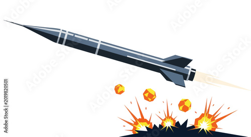 Foto Military missile rocket launch vector illustration isolated on white background