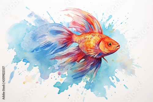 Watercolor Goldfish Swimming – Dynamic Aquatic Painting Illustration