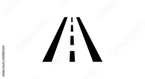 Black and white vector illustration of a road symbol against white background