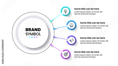 Infographic template. 4 points connected to the title