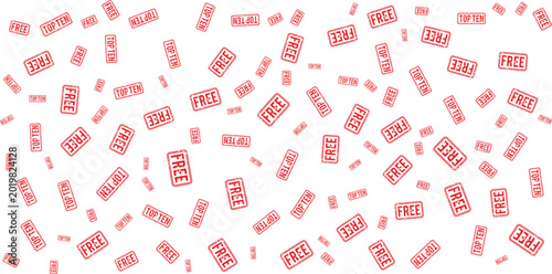 Obraz na płótnie Red rubber stamps with free and top ten text on transparent background