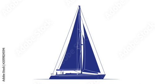 Φωτογραφία Blue sailboat silhouette icon on white background