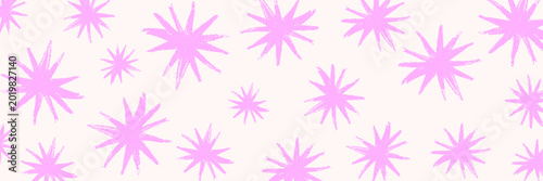 Foto Hand drawn crayon star starburst scattered background, cute girly doodle sketch