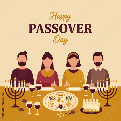 Foto Vector illustration design of the family celebrate happy passover day
