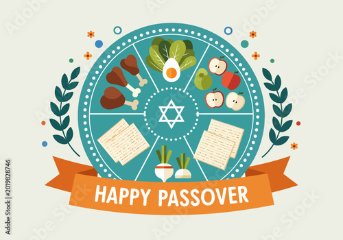 Foto Landscape banner celebrate happy passover day, vector illustration design