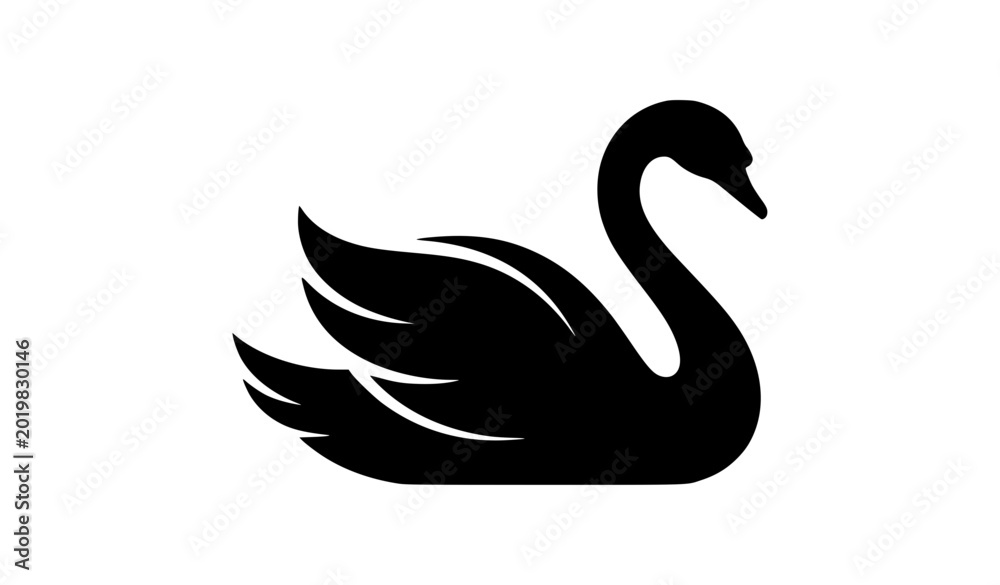 Fototapeta premium Swan bird silhouette vector elegant logo design
