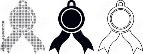 Quadro su tela Three Ribbon Award Designs Including Dot Pattern Silhouette And Outline rosette