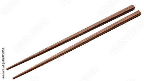 Bild auf Leinwand Pair of dark brown wooden chopsticks, isolated on transparent background