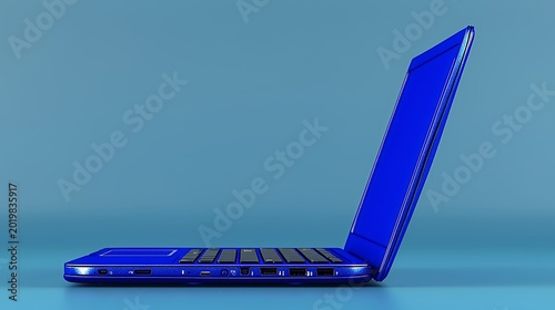 Sleek Blue Laptop on Blue Background