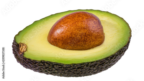 Foto Half avocado with large brown seed, isolated on transparent background
