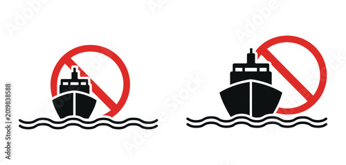 Foto Gulf of Aden and Red Sea maritime blockade illustration featuring naval vessels, oil tankers and cargo ship restriction symbols related to global trade security