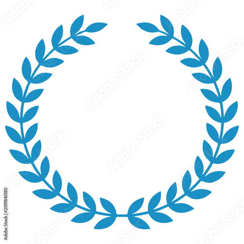 Blue laurel wreath symbol with achievement champion recognition medallion circular illustration