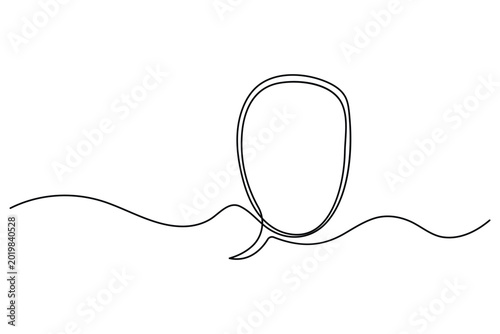 Photos Minimalist single continuous line drawing of vertical speech bubble with horizon
