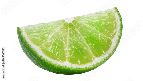 Φωτογραφία Juicy green lime wedge with visible segments, isolated on transparent background
