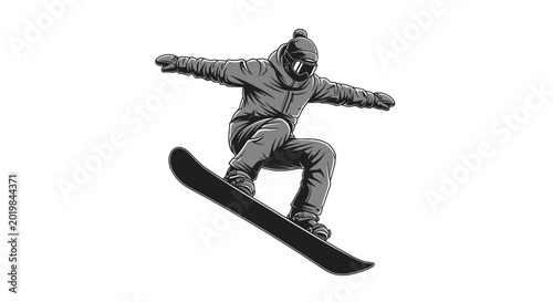 Bild auf Leinwand Dynamic illustration of a snowboarder jumping mid-air.