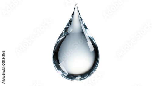 Tableau sur toile Clear water drop with reflections, isolated on transparent background