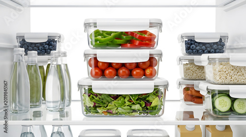 Refrigerator food storage containers organization