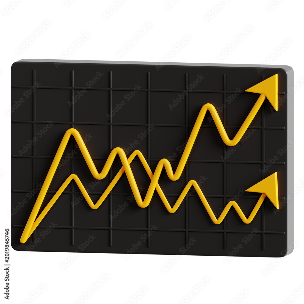 Obraz premium grid chart with two rising arrows zigzag finance growth business analytics