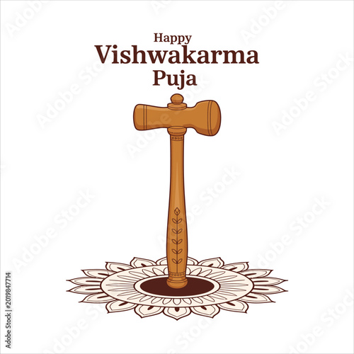 Festive Vishwakarma Puja Vector Illustration.