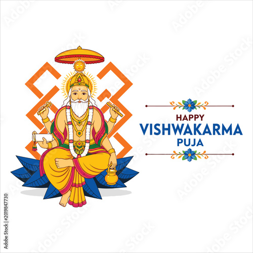 Festive Vishwakarma Puja Vector Illustration.