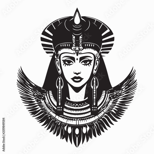 Foto Stylized Egyptian Queen Cleopatra Portrait Vector Illustration for Ancient Royal