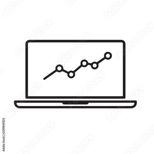 Minimalist Laptop Line Graph Icon